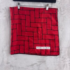 Pierre Balmain Scarf Womens Size One Size Red Geometric Print Silk‎ Accessory